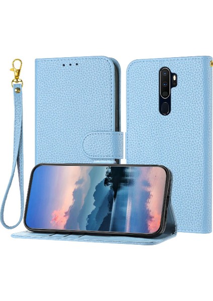 Telefon Kılıfı Için Oppo A5 2020/A9 2020 Litch Desen Flip Folio Kart Yuvaları Pu (Yurt Dışından)
