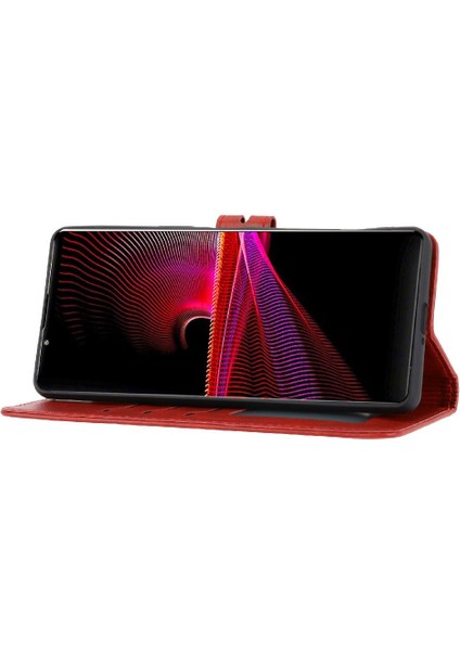 Sony Xperia 1 V Kabartmalı Kickstand Manyetik Kapatma Için Cüzdan Durumda Tüm (Yurt Dışından)