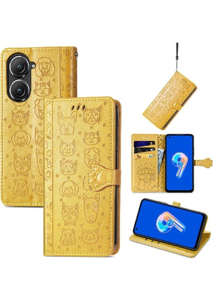 Asus Zenfone 9 Için Kılıf Deri Kılıf Karikatür Hayvanlar Darbeye Kısa (Yurt Dışından) fiyatları