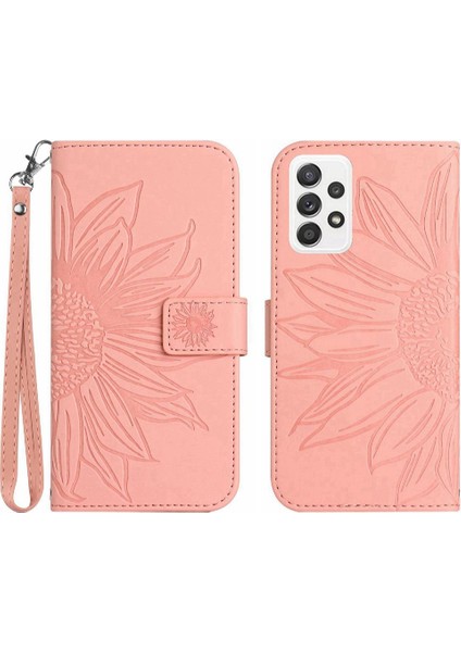 Kart Yuvaları Tutucu ile Samsung Galaxy CASE/A52S Kabartmalı Ayçiçeği Için Kılıf (Yurt Dışından)