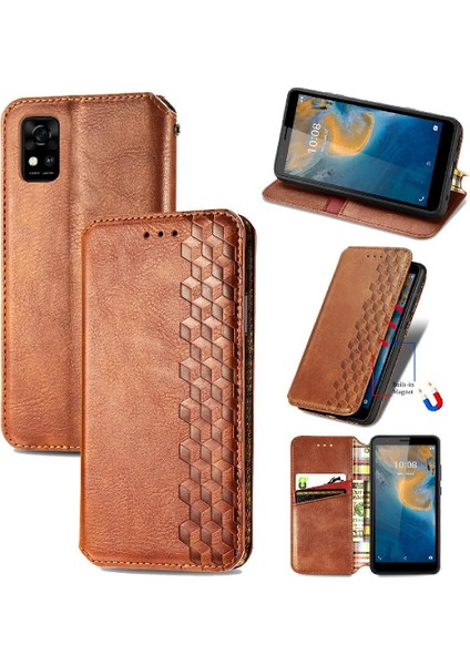 Zte Blade Flip Flip Kapak Zarif Iş Deri Kılıf Cüzdan (Yurt Dışından)