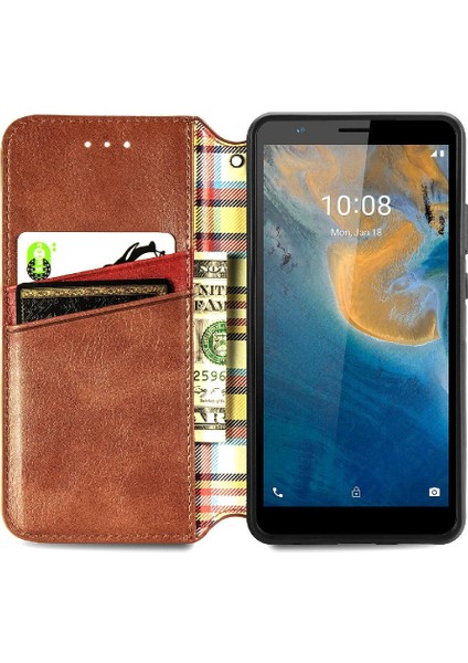 Zte Blade Flip Flip Kapak Zarif Iş Deri Kılıf Cüzdan (Yurt Dışından)