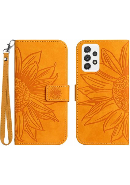 Kart Yuvaları Tutucu ile Samsung Galaxy CASE/A52S Kabartmalı Ayçiçeği Için Kılıf (Yurt Dışından)