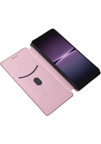 Sony Xperia 1 V 2023 Için Kılıf Deri Folio Flip Case Manyetik Karbon (Yurt Dışından)
