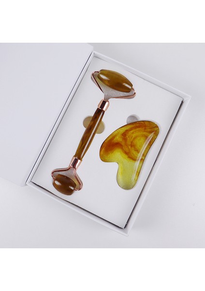 Çift Taraflı Cilt Masajı Kuvars Rulo & Gua Sha Set Kutusu (Yurt Dışından)