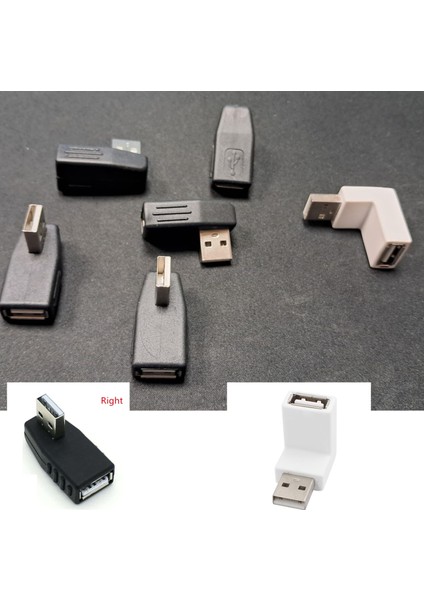 USB L Adaptör USB 90 Derece Adaptör Dişi Erkek - Set 5 Li
