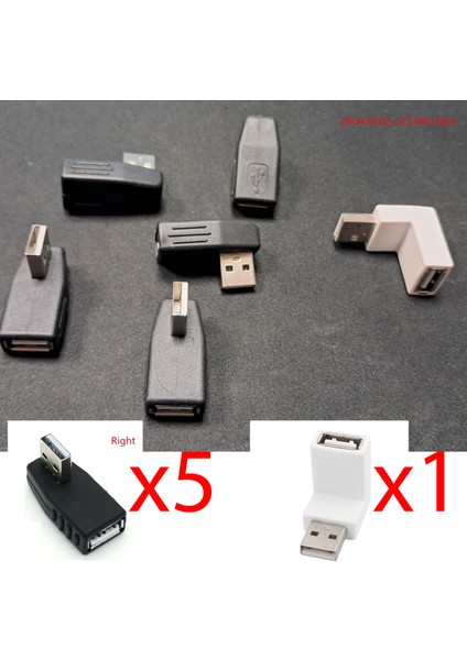 USB L Adaptör USB 90 Derece Adaptör Dişi Erkek - Set 5 Li