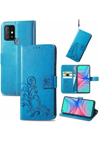 Infinix Sıcak 10 Flip Kapak Için Dört Yapraklı Yonca Deri Kılıf Kısa (Yurt Dışından)