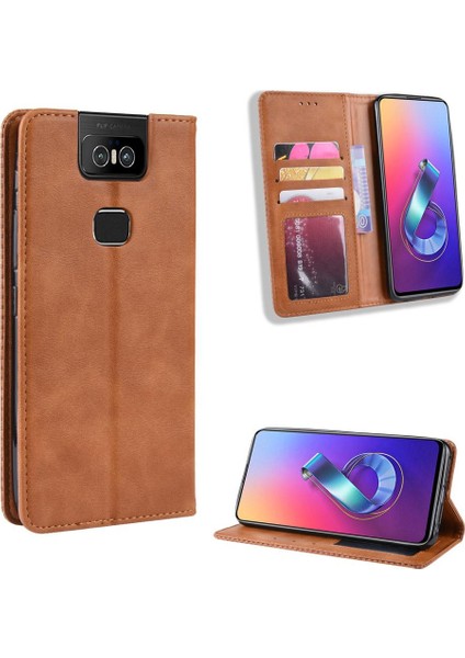 Asus Zenfone 6 Için Kılıf Pu Deri Manyetik Kapatma Cüzdan (Yurt Dışından)