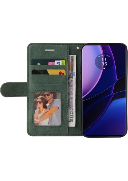 Motorola Kenar 40 5g Kickstand Koruyucu Pu Deri Flip Folio Için Kılıf (Yurt Dışından)