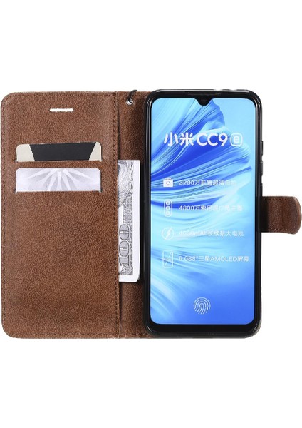 Kart Yuvası ile Xiaomi Mi CC9E Için Flip Case Klasik Katı Renk Yüksek Telefon (Yurt Dışından)