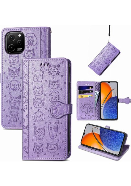 Huawei Nova Y61 Darbeye Karikatür Hayvanlar Için Kılıf Kapak Çevirin Kısa Vaka (Yurt Dışından)