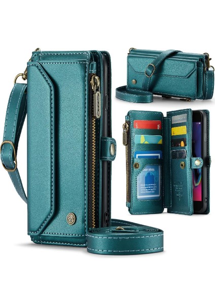 Iphone 7 Için Crossbody Durumda Artı/8 Artı Kart Tutucu Fermuar Faturaları Yuvası Kılıf (Yurt Dışından)