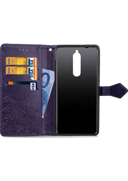 Nokia 5.1 Için Kılıf Zarif Desen Darbeye Kapak Kapak Basit Deri (Yurt Dışından)