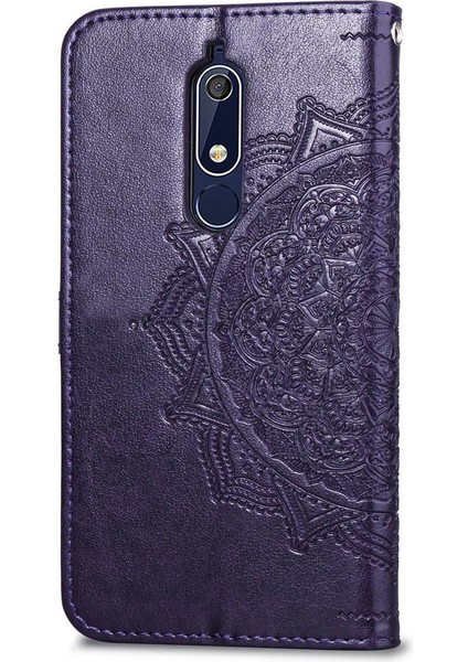 Nokia 5.1 Için Kılıf Zarif Desen Darbeye Kapak Kapak Basit Deri (Yurt Dışından)