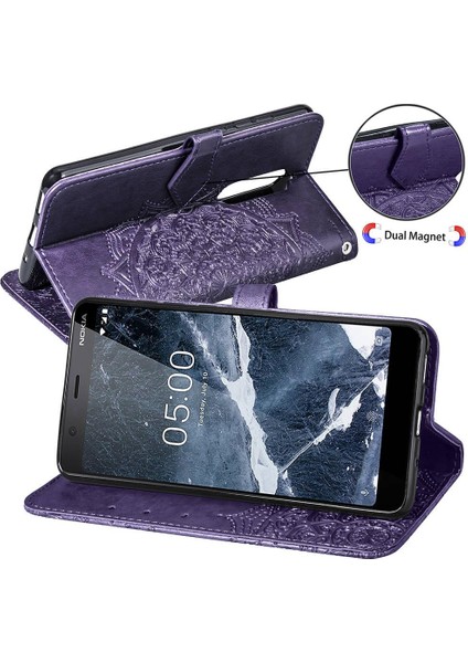 Nokia 5.1 Için Kılıf Zarif Desen Darbeye Kapak Kapak Basit Deri (Yurt Dışından)