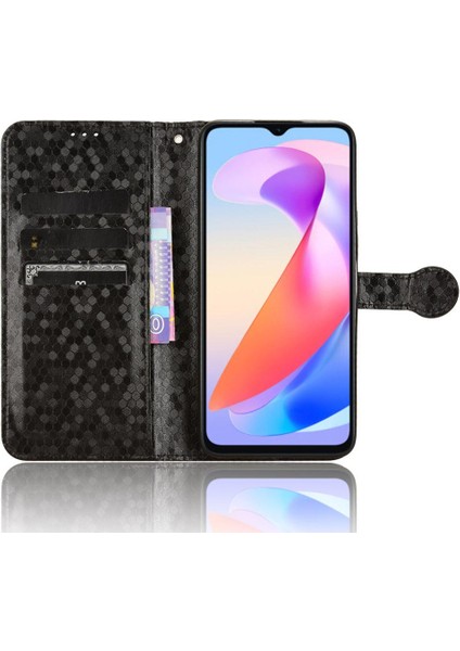 Onur Için Kılıf X6A 4g Manyetik Toka Geometrik Desen Deri Cüzdan (Yurt Dışından)