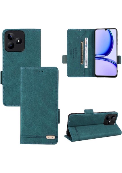 Kart Tutucu Kickstand ile Realme C53 4g Deri Folio Flip Case Için Kılıf (Yurt Dışından)