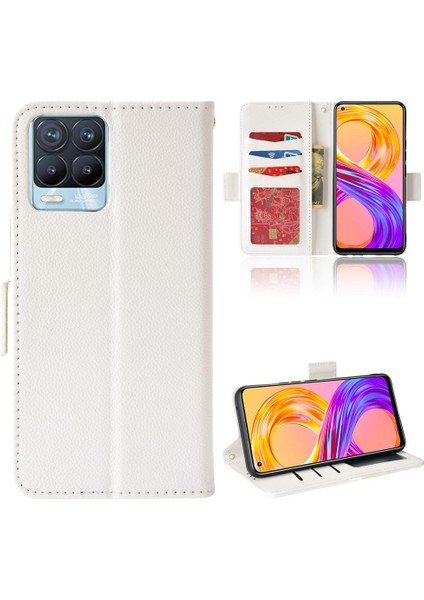 Realme 8 4g Pu Deri Kart Yuvaları Için Kılıf Tutucu Manyetik Cüzdan Yan (Yurt Dışından)