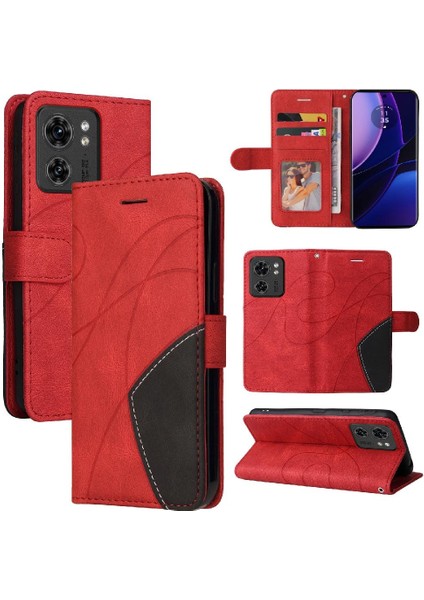 Motorola Kenar 40 5g Kickstand Koruyucu Pu Deri Flip Folio Için Kılıf (Yurt Dışından)