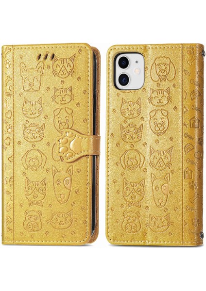 Iphone 12 Için Kılıf Mini Kapak Kapak Karikatür Hayvanlar Darbeye Deri (Yurt Dışından)