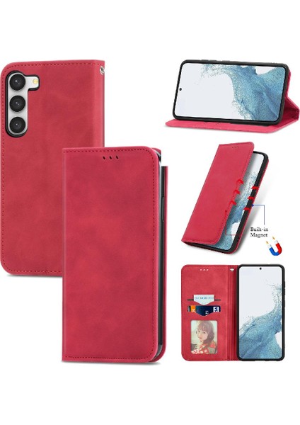Samsung S23 Için Kılıf Cüzdan Kapak Çevirin Kılıf Darbeye Basit (Yurt Dışından)