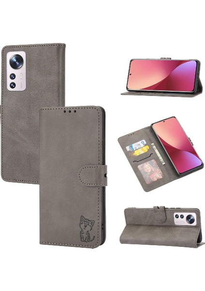Cüzdan Kılıf Için Xiaomi 12 PRO/12S Pro Kabartmalı Kart Tutucu Manyetik Tüm (Yurt Dışından)