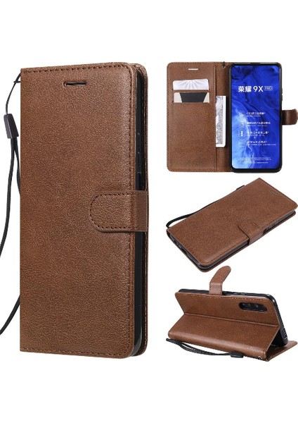 Onur 9x Için Flip Case/9x Pro Klasik Düz Renk Yüksek Kaliteli Deri (Yurt Dışından)