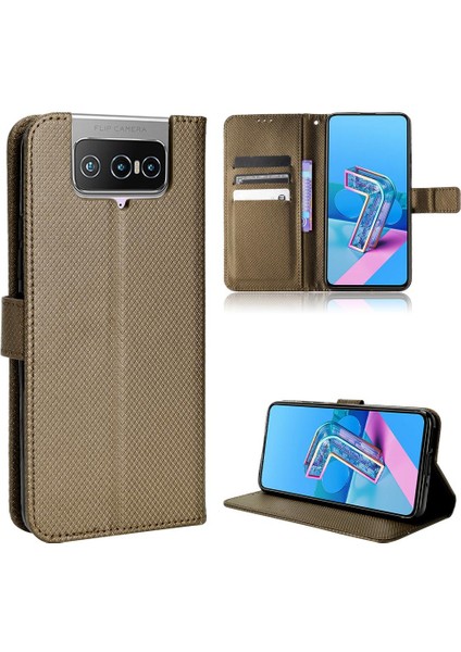 Asus Zenfone 7 Için Kılıf Pro Kart Tutucu Kickstand Kapak Manyetik Cüzdan (Yurt Dışından)