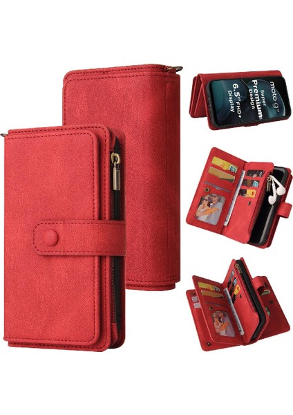 Kart Yuvası Standı ile Motorola G14 4g Pu Deri Manyetik Kapatma Için Kılıf (Yurt Dışından)