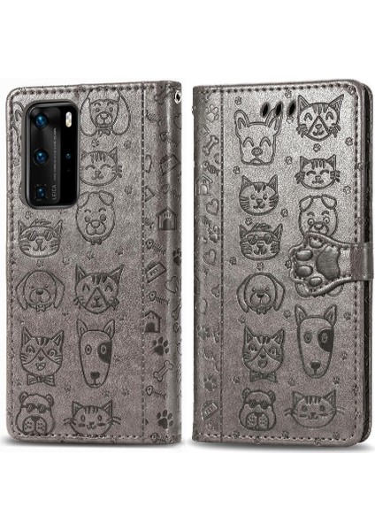 Huawei P40 Pro Flip Kapak Için Kılıf Kısa Kayış Deri Kılıf Darbeye (Yurt Dışından)