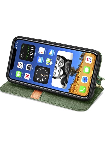 Apple IPhone 12 Için Kılıf Promax Deri Kılıf Cüzdan Fonksiyonu Moda Flip (Yurt Dışından)