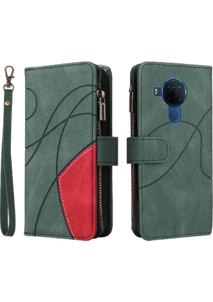 Nokia 3.4 Dokuz Kart Yuvaları Fermuar Cüzdan Tarzı ile Iki Renkli (Yurt Dışından)