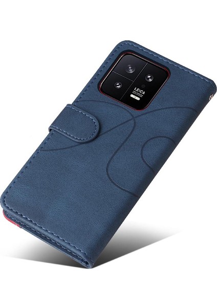 Xiaomi 13 Kickstand Koruyucu Iki Renkli Dikiş Pu Deri (Yurt Dışından)