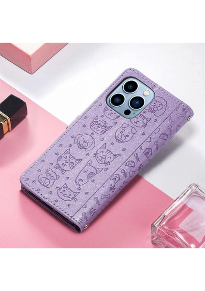 Iphone 13 Için Kılıf Promax Darbeye Deri Kılıf Karikatür Hayvanlar Flip (Yurt Dışından)
