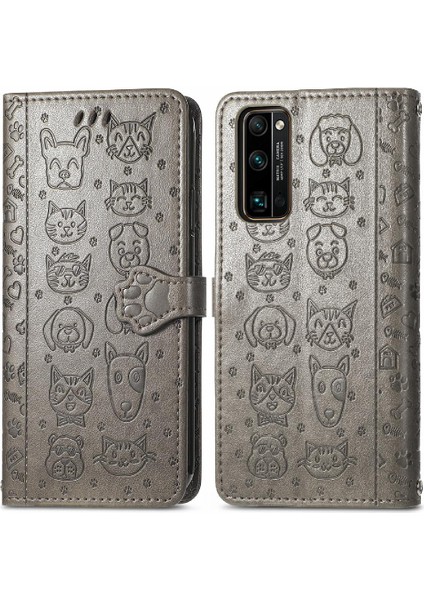 Huawei Onur 30 Pro Karikatür Hayvanlar Için Kılıf Kapak Çevirin Deri Kılıf Kısa (Yurt Dışından)