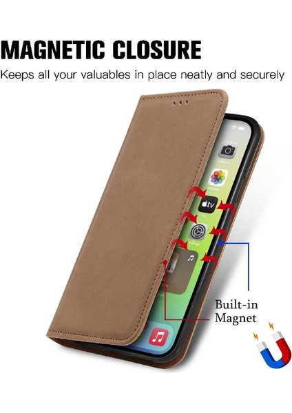 Iphone 14 Promax Darbeye Deri Kılıf Kapak Kapak Basit (Yurt Dışından)