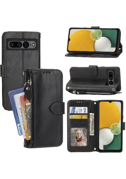 Google Piksel 7 Pro Kickstand Kart Tutucu Için Flip Case Pu Deri Anti (Yurt Dışından)