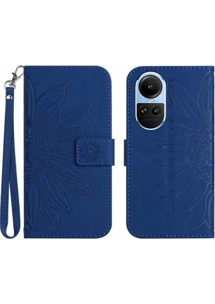 Oppo Için Kılıf Oppo 10 5g/10 Pro 5g Kabartmalı Ayçiçeği Lüks Pu Deri (Yurt Dışından)