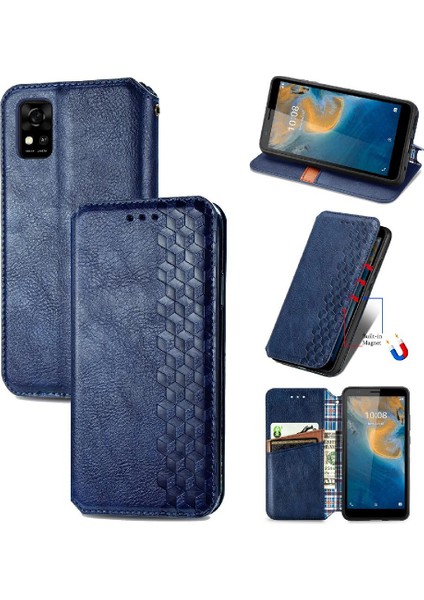 Zte Blade Flip Flip Kapak Zarif Iş Deri Kılıf Cüzdan (Yurt Dışından)