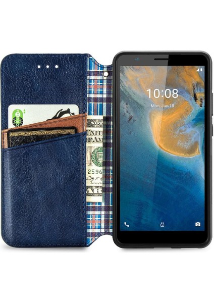 Zte Blade Flip Flip Kapak Zarif Iş Deri Kılıf Cüzdan (Yurt Dışından)