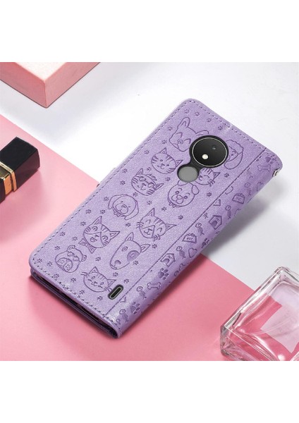 Nokia C21 Darbeye Karikatür Hayvanlar Için Kılıf Kapak Çevirin Deri Kılıf (Yurt Dışından) indirimleri