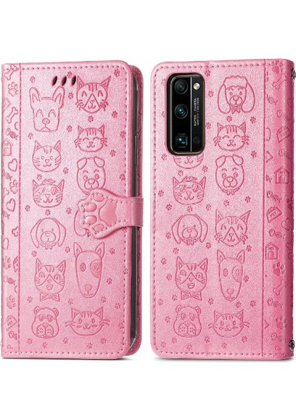 Huawei Onur 30 Pro Karikatür Hayvanlar Için Kılıf Kapak Çevirin Deri Kılıf Kısa (Yurt Dışından)