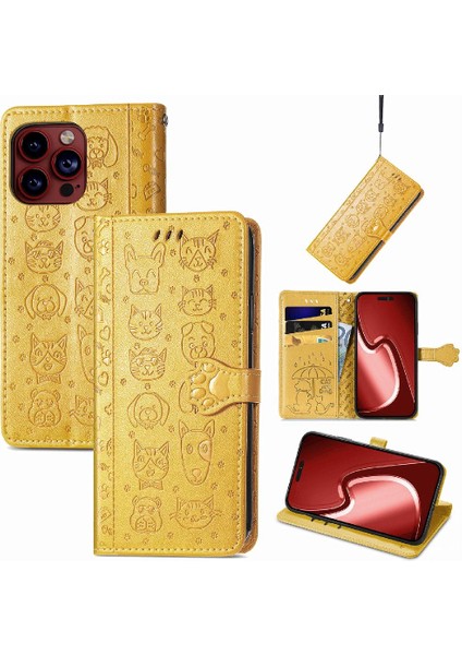 Iphone 15 Için Kılıf Pro Kapak Kapak Karikatür Hayvanlar Darbeye Kısa Kayış (Yurt Dışından)