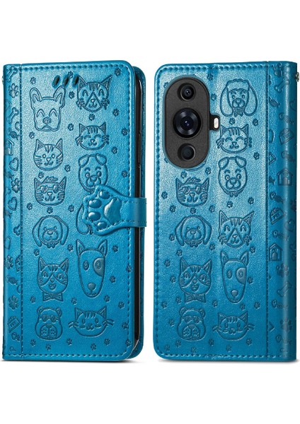 Huawei Nova 11 Pro Karikatür Hayvanlar Için Kısa Kayış Kapak Kılıfı (Yurt Dışından)