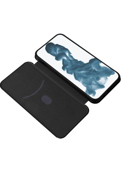 IPhone 14 Için Kılıf Artı Deri Folio Flip Case Manyetik Karbon Fiber (Yurt Dışından)