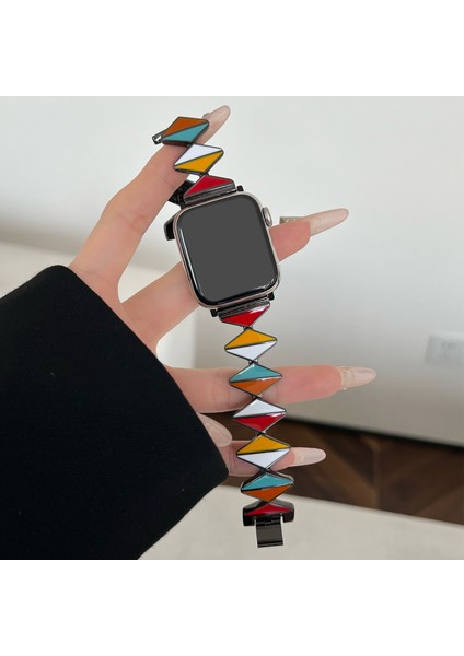 Apple Watch Series 9 8 7 41MM / 6 5 4 40MM Çinko Alaşımlı Epoksi Kayış (Yurt Dışından)