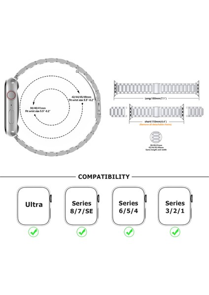 Apple Watch Ultra 2 49MM / 9 8 7 45MM Paslanmaz Çelik Saat Kayışı (Yurt Dışından) modelleri