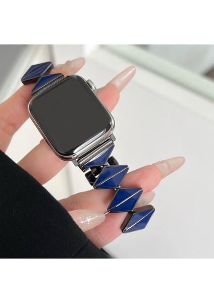 Apple Watch Series 9 8 7 41MM / 6 5 4 40MM Çinko Alaşımlı Epoksi Kayış (Yurt Dışından)