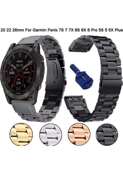 Garmin QuickFit 26mm / Garmin Fenix 7X / 7X Pro / 6X Paslanmaz Çelik Kayış 3 Boncuklu Saat Bandı (Yurt Dışından) fiyatları